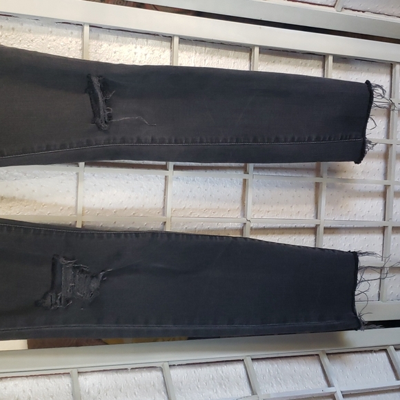 Madewell 9" high rise skinny black fade wash distress knee women's jeans size 25 - Picture 6 of 9